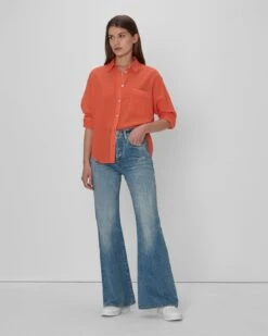 7 For All Mankind Eyelet Classic Shirt In Tigerlily -Mod Cloth Store 7N537C51 TYL 04