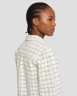 7 For All Mankind Faux Leather Eyelet Classic Shirt In Cream -Mod Cloth Store 7N571F06 CRM 5
