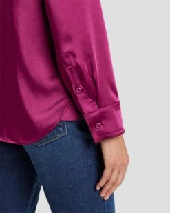 7 For All Mankind Satin Button Up Shirt In Raspberry 12 7 For All Mankind Satin Button Up Shirt In Raspberry -Mod Cloth Store 7N574F42 RBR 5