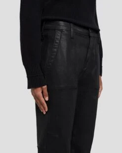 7 For All Mankind Darted Boyfriend Jogger In Coated Black -Mod Cloth Store 7N732752 CBA 3