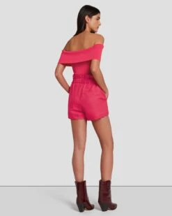 7 For All Mankind Paperbag Linen Short In Geranium -Mod Cloth Store 7N817F31 GER 1158 B