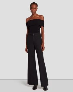 7 For All Mankind Modern Dojo Linen Trouser In Black