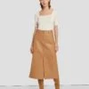 7 For All Mankind Leather Midi Skirt In Brown Sugar -Mod Cloth Store 7N821D71 BNS 1