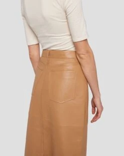 7 For All Mankind Leather Midi Skirt In Brown Sugar -Mod Cloth Store 7N821D71 BNS 6