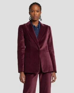 7 For All Mankind Velvet Blazer In Winetasting