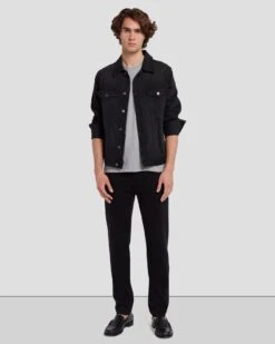 7 For All Mankind Left Hand Slimmy Tapered In True Black