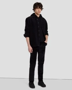7 For All Mankind Corduroy Slimmy Tapered In Black