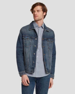 7 For All Mankind Perfect Trucker Jacket In Depart