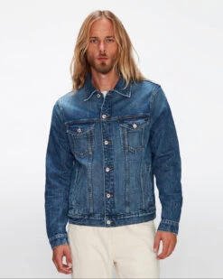 7 For All Mankind Perfect Trucker Jacket In Lagoon