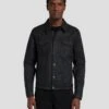 7 For All Mankind Perfect Trucker Jacket In Coated Black -Mod Cloth Store 7T924C90 BLK 1