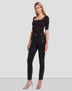 7 For All Mankind B(air) High Waist Ankle Skinny In Coated Black -Mod Cloth Store 7U040C43 BBT 6
