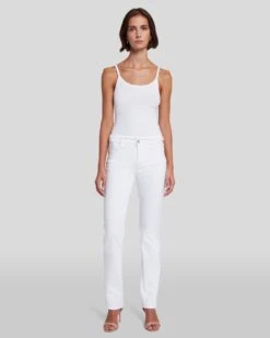 7 For All Mankind Slim Illusion Kimmie Straight In Luxe White -Mod Cloth Store 7U301399 SMW 6