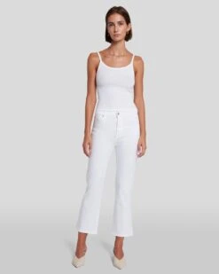 New Arrival 3 7 For All Mankind Slim Illusion High Waist Slim Kick In Luxe White