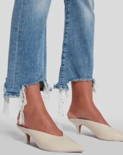 7 For All Mankind High Waist Slim Kick With Long Side Hem And Destroy In Sloane Vintage -Mod Cloth Store 7U352594 SVH 3