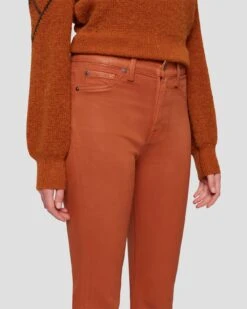 7 For All Mankind High Waist Slim Kick In Coated Ginger 10 7 For All Mankind High Waist Slim Kick In Coated Ginger -Mod Cloth Store 7U352752 CCC 3