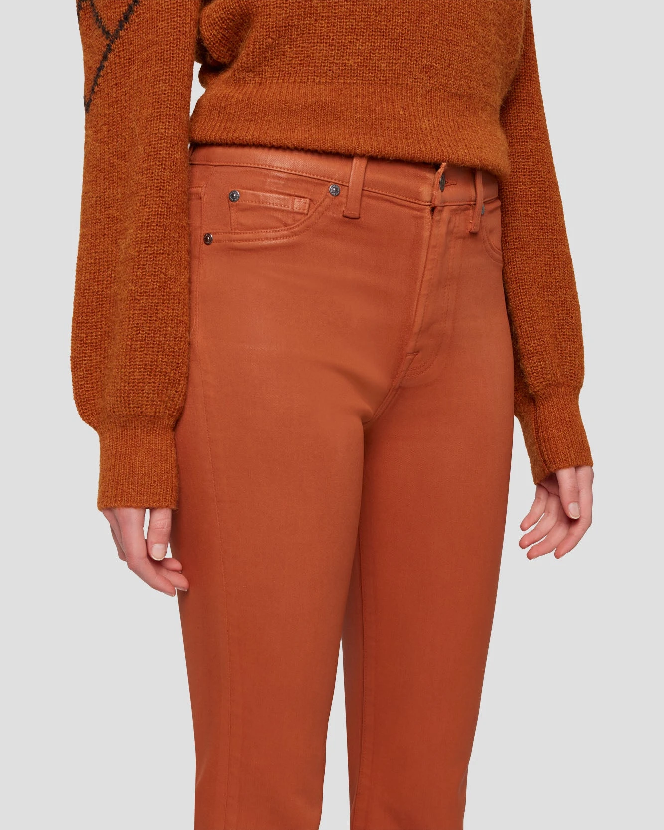 7 For All Mankind High Waist Slim Kick In Coated Ginger 5 7 For All Mankind High Waist Slim Kick In Coated Ginger - Image 3