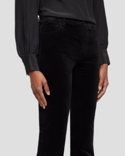 7 For All Mankind Velvet High Waist Slim Kick In Black -Mod Cloth Store 7U352V65 BLK 3