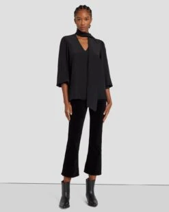 7 For All Mankind Velvet High Waist Slim Kick In Black -Mod Cloth Store 7U352V65 BLK 6