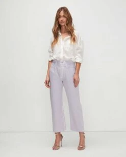 7 For All Mankind Easy Straight Ankle With Cut Hem In Lavender