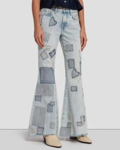 7 For All Mankind Tailorless Low Rise Flare In Iris Patchwork 10 7 For All Mankind Tailorless Low Rise Flare In Iris Patchwork -Mod Cloth Store 7U522555 IPH 3