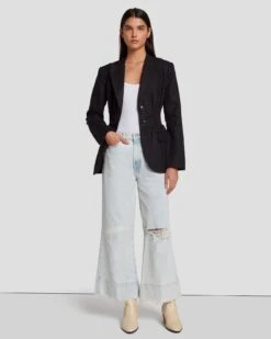 7 For All Mankind Ultra High Rise Cropped Jo In Rainy Blue -Mod Cloth Store 7U532C10 RBU 5