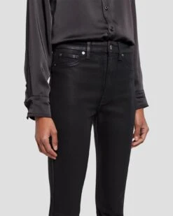 7 For All Mankind Tailorless Ultra High Rise Skinny Boot In Coated Black -Mod Cloth Store 7U633752 CBA 3