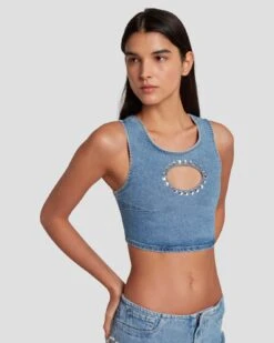 7 For All Mankind 7FAM X ADR Cropped Top In Vibe -Mod Cloth Store 7U760120 VBE 3