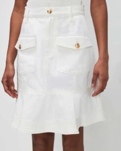 7 For All Mankind Broken Twill Flounce Skirt White -Mod Cloth Store 7U817445 BTW 03
