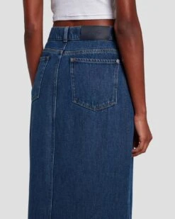 7 For All Mankind Denim Midi Skirt In Bluenote -Mod Cloth Store 7U835C86 BN3 3