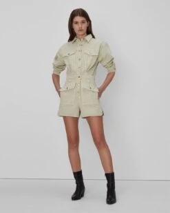 7 For All Mankind Surplus Romper In Olive -Mod Cloth Store 7U861795 SFO 03