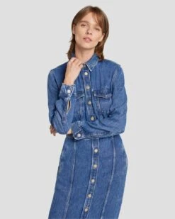 7 For All Mankind Denim Lustre Luxe Dress In Daylily -Mod Cloth Store 7U864C86 DLY 3