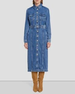 7 For All Mankind Denim Lustre Luxe Dress In Daylily -Mod Cloth Store 7U864C86 DLY 6