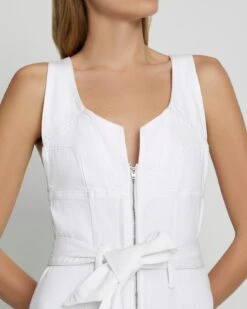 7 For All Mankind Front Zip Flare Jumpsuit In Brilliant White -Mod Cloth Store 7U892672 BW4 3