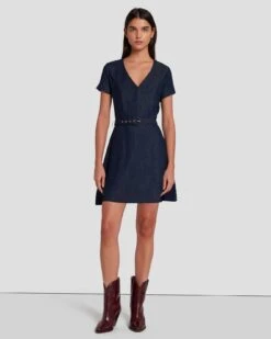 7 For All Mankind Denim Lustre Mod Dress In Dark Rinse