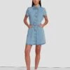 7 For All Mankind Denim Lustre Shirt Dress In Volcan Blue 2 7 For All Mankind Denim Lustre Shirt Dress In Volcan Blue -Mod Cloth Store 7U895C86 VCB 1