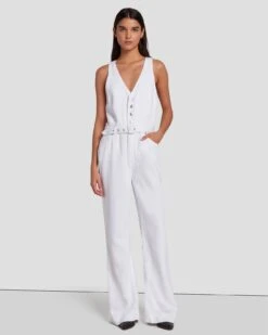 7 For All Mankind Denim Lustre Tailored Wide Leg Jumpsuit In Brilliant White 10 7 For All Mankind Denim Lustre Tailored Wide Leg Jumpsuit In Brilliant White -Mod Cloth Store 7U896786 BW0 3