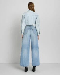 7 For All Mankind Cropped Trucker Jacket In Icy Indigo 9 7 For All Mankind Cropped Trucker Jacket In Icy Indigo -Mod Cloth Store 7U939555 II2 4