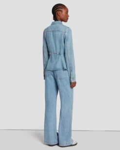 7 For All Mankind Denim Lustre Trucker Jacket In Volcan Blue -Mod Cloth Store 7U943C86 VCB 4