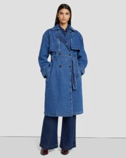 7 For All Mankind Tailored Denim Trench Coat In Calla -Mod Cloth Store 7U944855 LLA 2