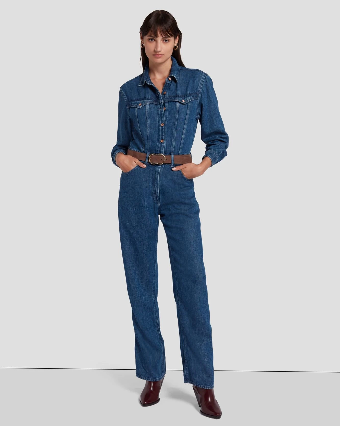 7 For All Mankind Western Denim Jumpsuit In Dolly 8 7 For All Mankind Western Denim Jumpsuit In Dolly - Image 6