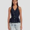 7 For All Mankind Denim Lustre Tailored Vest In Dark Rinse -Mod Cloth Store 7U994786 DR3 1