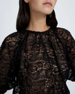 7 For All Mankind Soft Volume Lace Top In Black -Mod Cloth Store 7d9f9671982f838de59c05739c165507