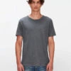 7 For All Mankind Featherweight Cotton Tee In Heather Grey