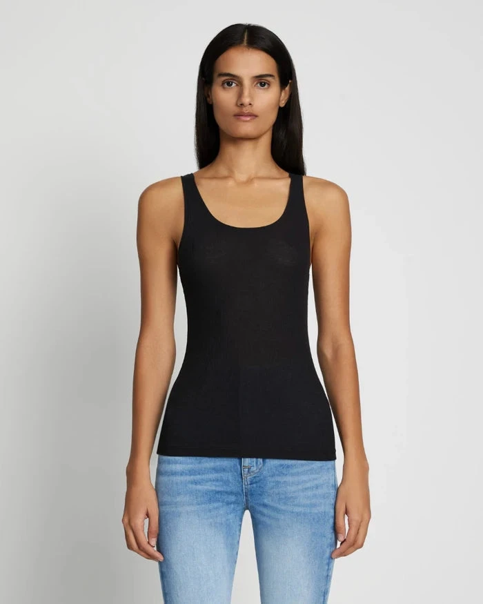 7 For All Mankind Basic Scoop Tank In Jet Set 3 7 For All Mankind Basic Scoop Tank In Jet Set