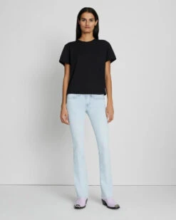 7 For All Mankind Scoop Neck Tee In Black
