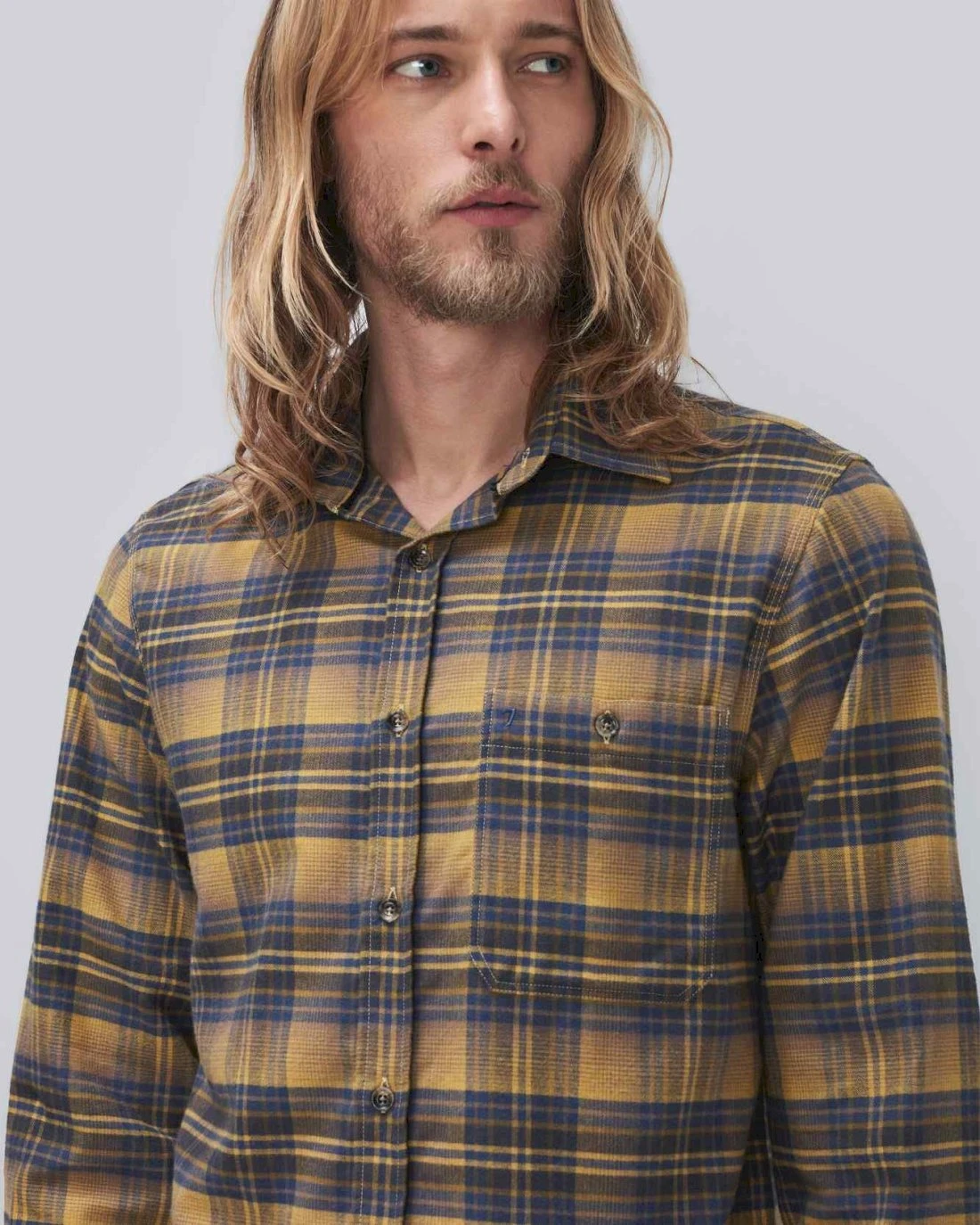 7 For All Mankind Check Plaid Shirt In Yellow And Blue Plaid 6 7 For All Mankind Check Plaid Shirt In Yellow And Blue Plaid - Image 4