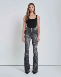 7 For All Mankind Ultra High Rise Skinny Bootcut In Fairytale Floral Black