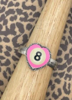 Billiard 8-Ball Pink Heart Cuff Bracelet
