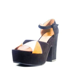 Quilted Patchwork Platform Heels -Mod Cloth Store QUILTED MIC CHELSEACREW BLACK 01