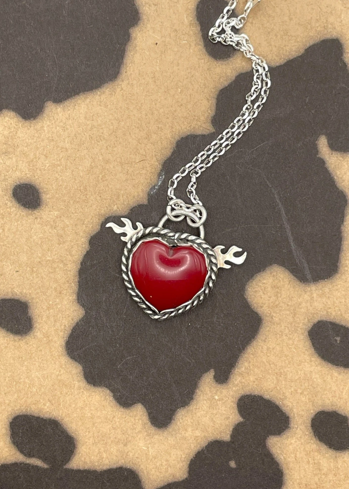 Rosarita Heart With Flame Detail Pendant 3 Rosarita Heart With Flame Detail Pendant